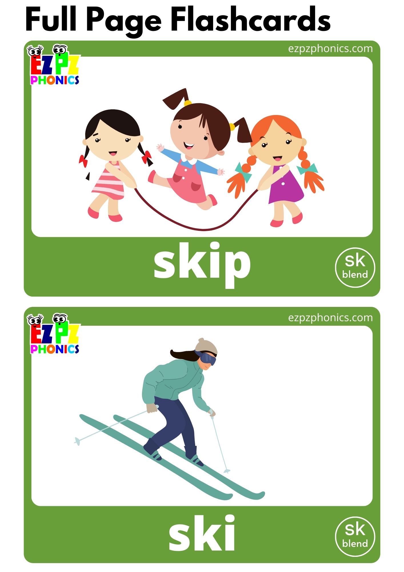 Sk Blend Phonics Flashcards 